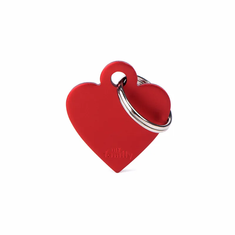 MY FAMILY Classic Small Heart Aluminum Tag rot Hundemarke Top-Seller